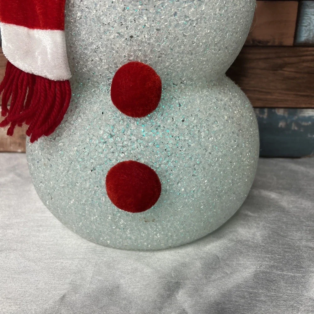 Vintage Large Melted Plastic Popcorn‎ Snowman Color Changing Light 16